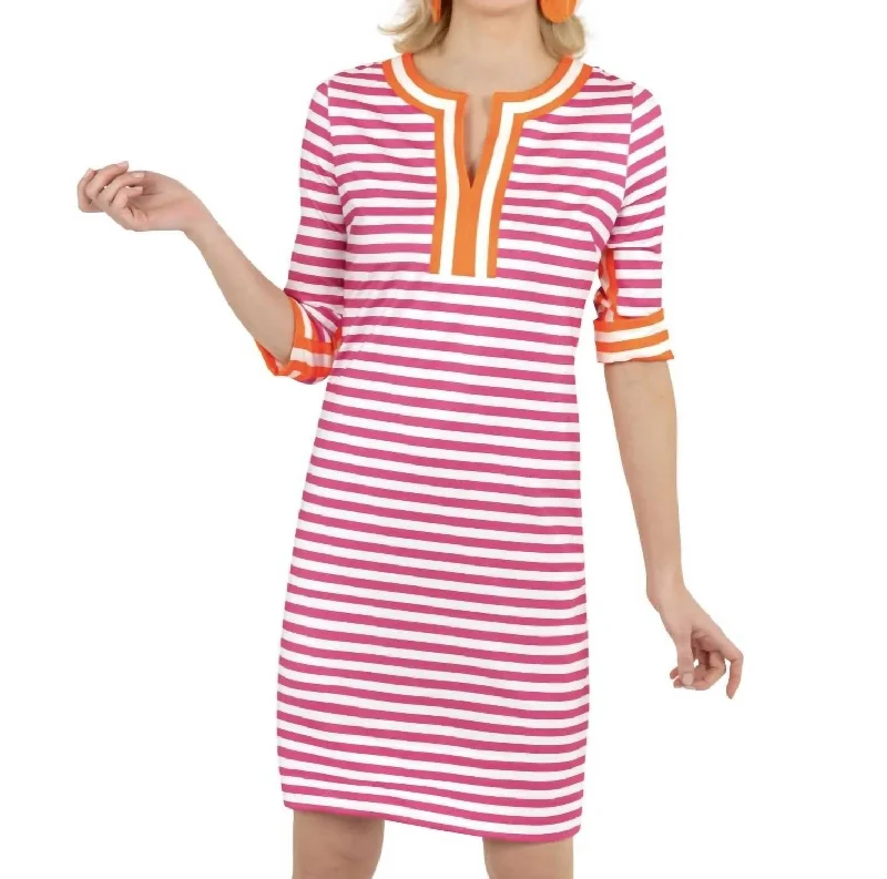 Hinkley Dress in Hot Pink/ Orange Stripe Open-back unclassified dresses