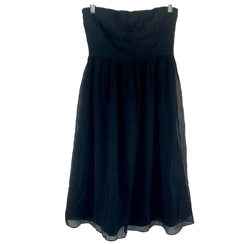 J.Crew Black Silk Flowy Strapless Fit & Flare Dress Women’s Size 6 Preowned Tulle unclassified dresses