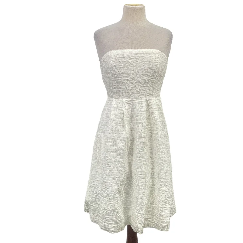 J.Crew Lorelei Deco Dot White Cotton Strapless Dress Womens Size 4 Knee Length Engagement unclassified dresses