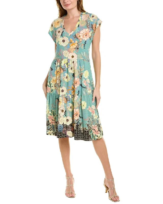 Johnny Was Millay Tiered Tea Length Dress Fashionable unclassified dresses