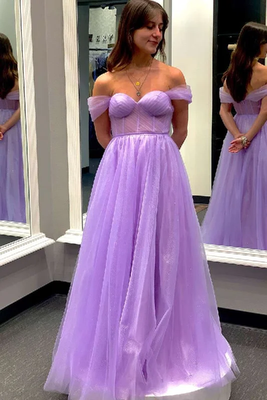 Lavender Off-the-Shoulder Bustier A-Line Prom Gown Summer unclassified dresses