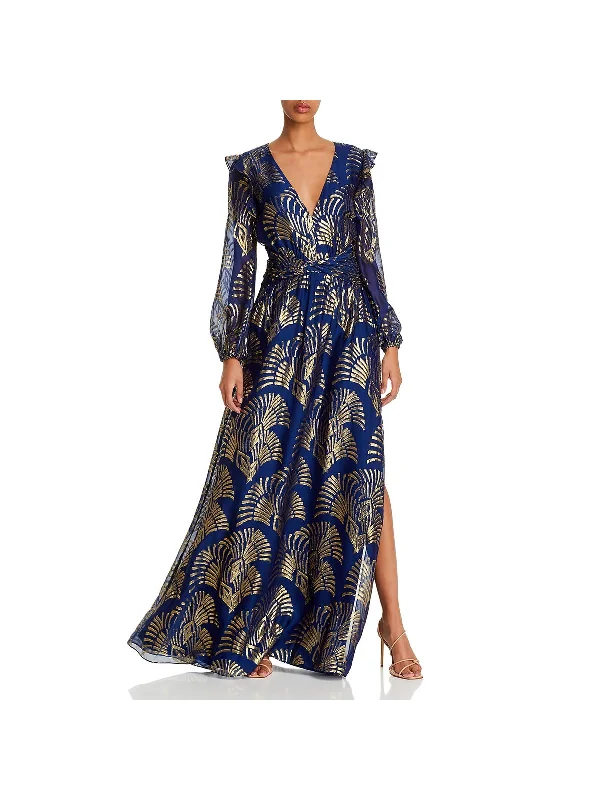 Lennon Womens Metallic Embroidered Formal Dress Chiffon unclassified dresses