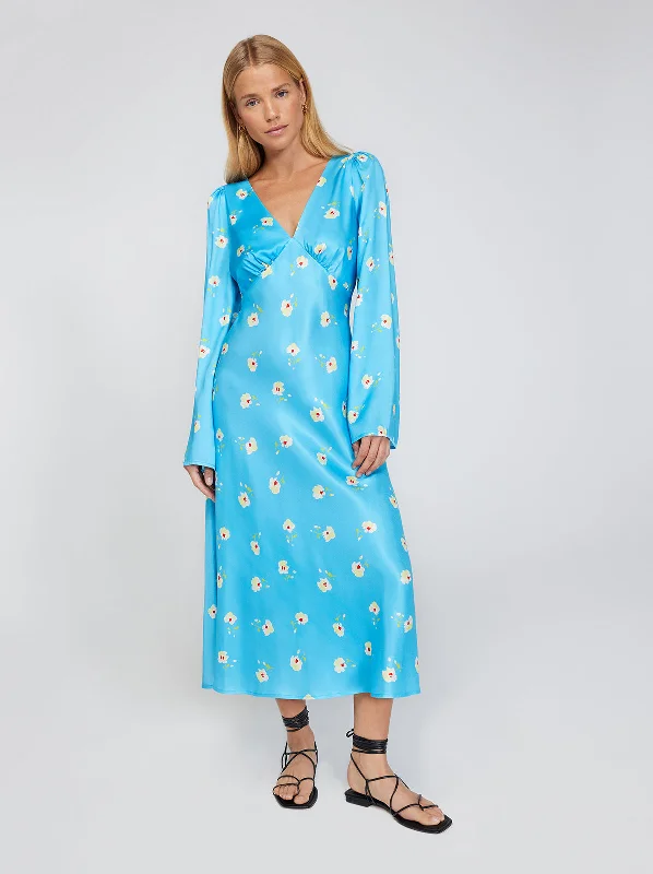 Libby Blue Pansy Print Dress Travel unclassified dresses