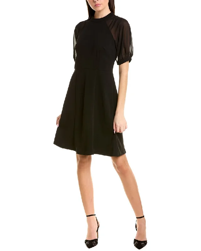 London Times Mock Neck A-Line Dress Trendy unclassified dresses