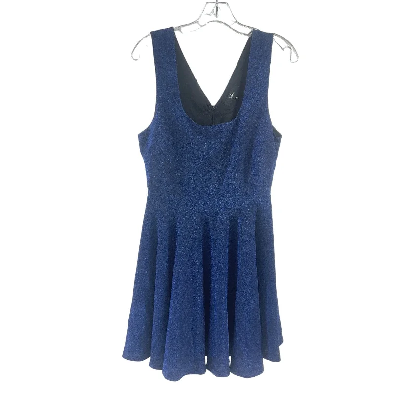 Lulus Blue Glittery Scoop Neck Fit & Flare Dress Women’s Size Large Preowned Silk unclassified dresses