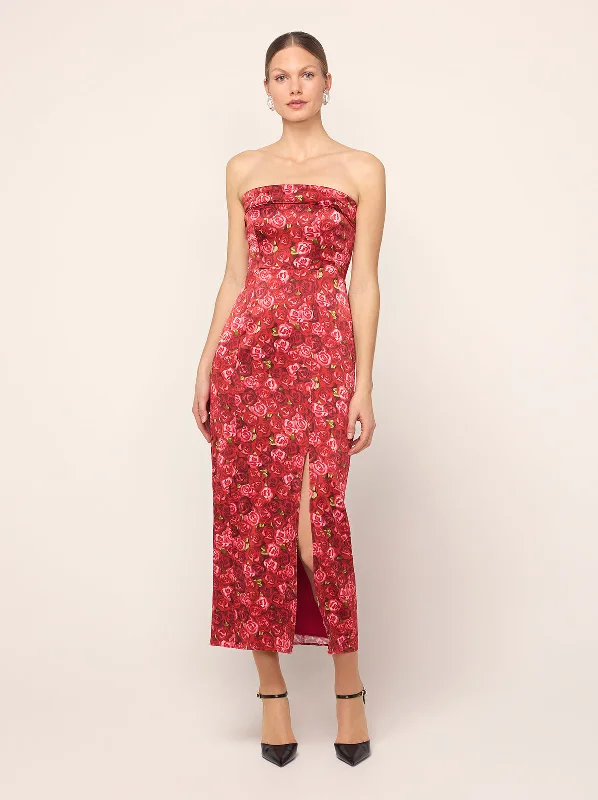 Marcelle Red Roses Print Dress Festival unclassified dresses