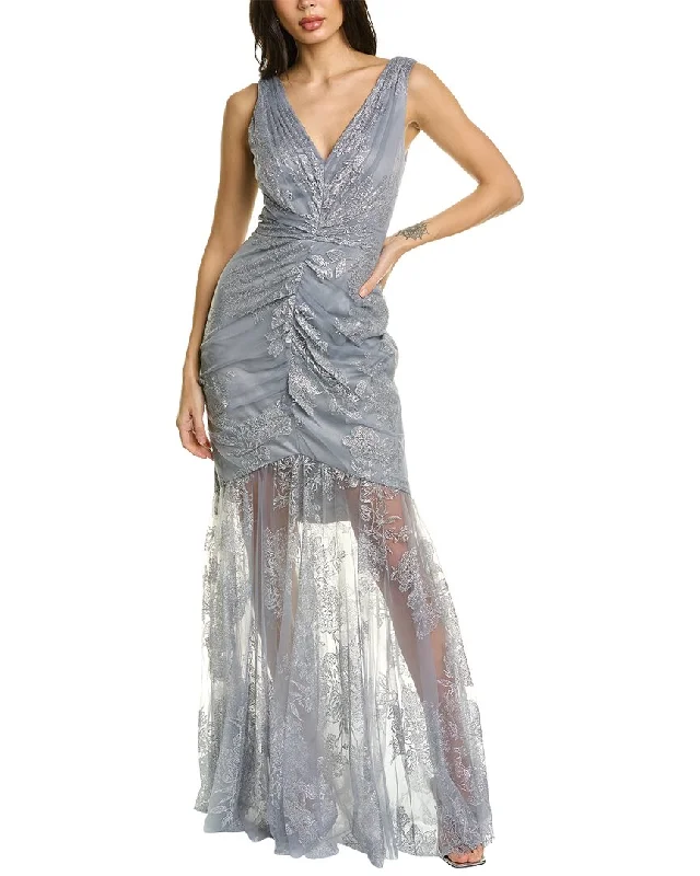 Marchesa Notte V-Neck Gown Knitted unclassified dresses