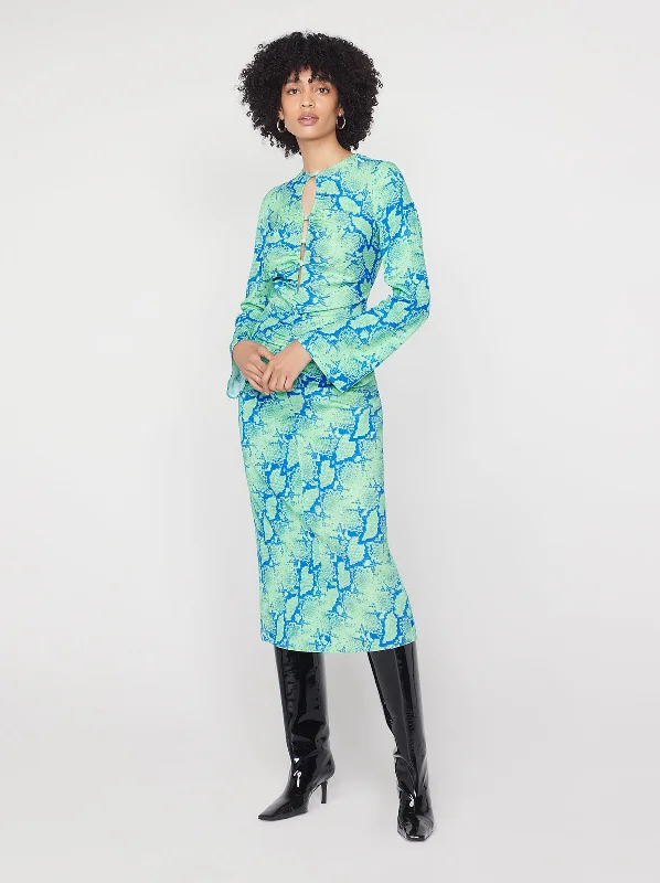 Marlena Blue Snake Print Dress Lace unclassified dresses