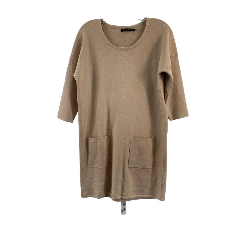 Massimo Dutti Beige A-Line Dress M - Polyester, Knee-Length Womens Neutral tone unclassified dresses