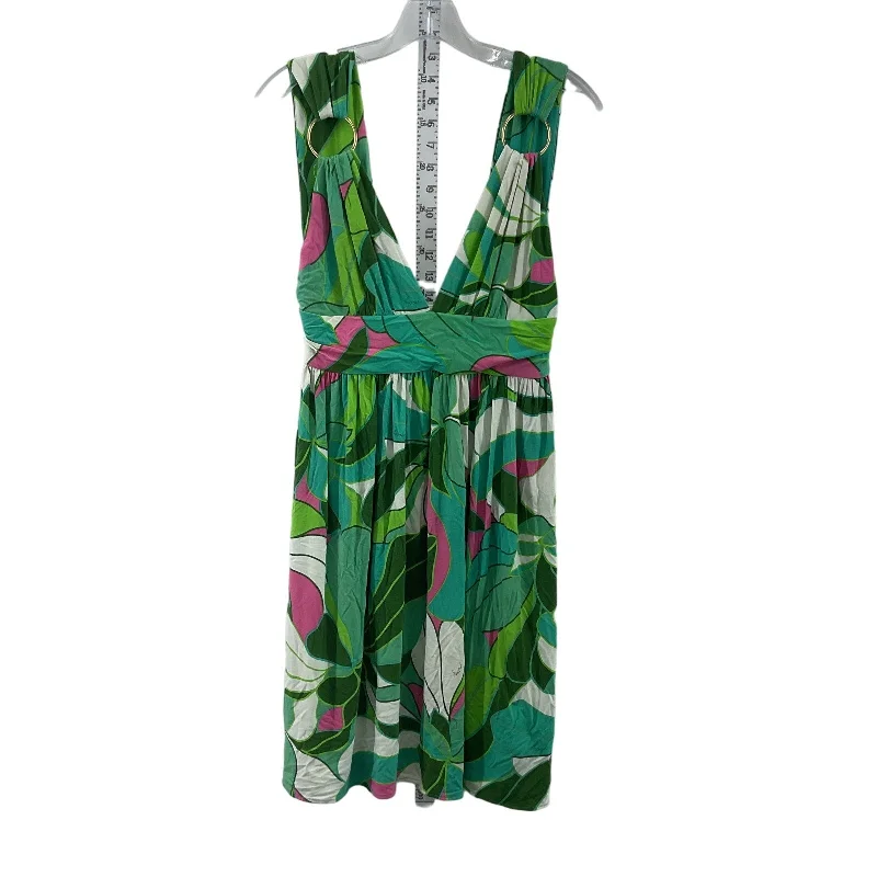 Milly of New York Sleeveless Tropical Womens Green A-Line Dress, Size S, Viscose Winter unclassified dresses