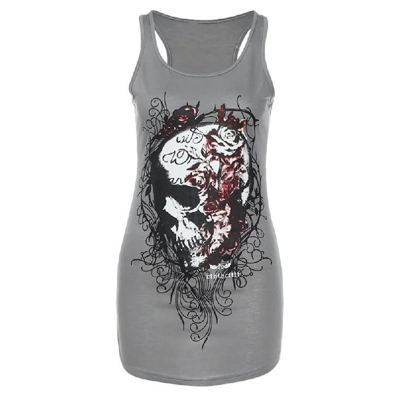 New Fashion Sleeveless Skull Skeleton Printed dress Festival unclassified dresses