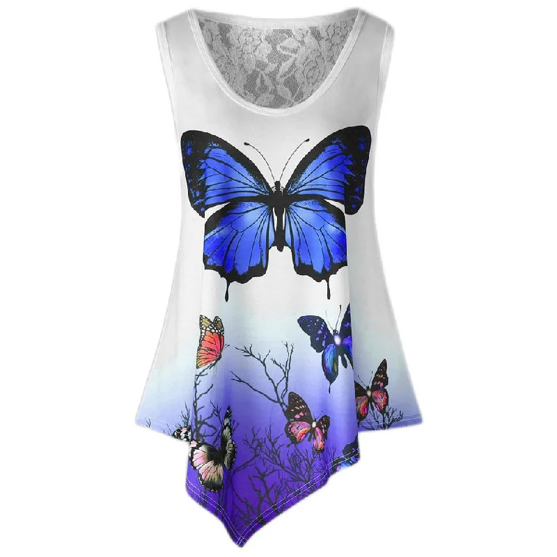 New Fashion Women Asymmetrical Butterfly Printed Dress Bold pattern unclassified dresses