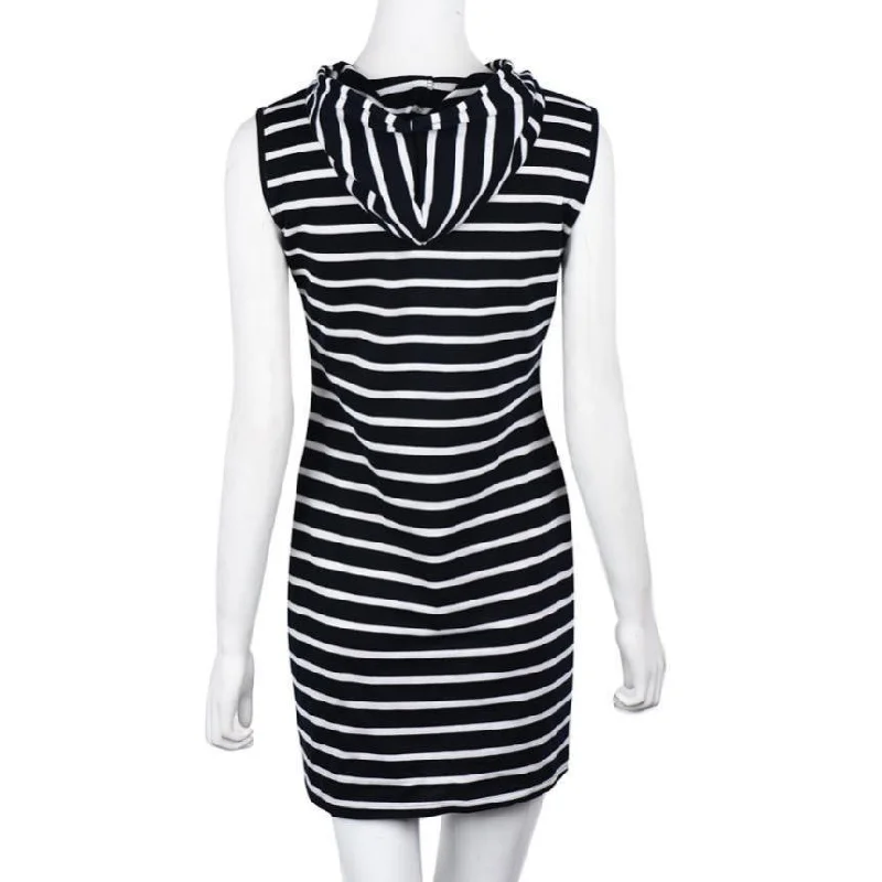 New Sleeveless Body con Hoody Striped Casual Dresses for Women Metallic unclassified dresses