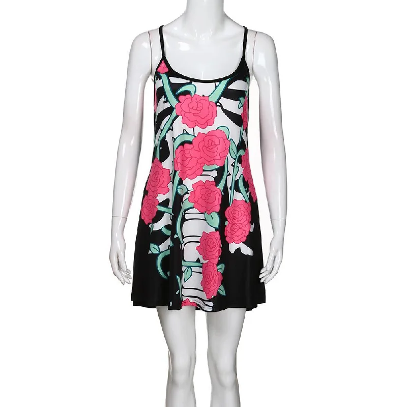 New Women Flowers Printing Summer Sleeveless dress Printed unclassified dresses