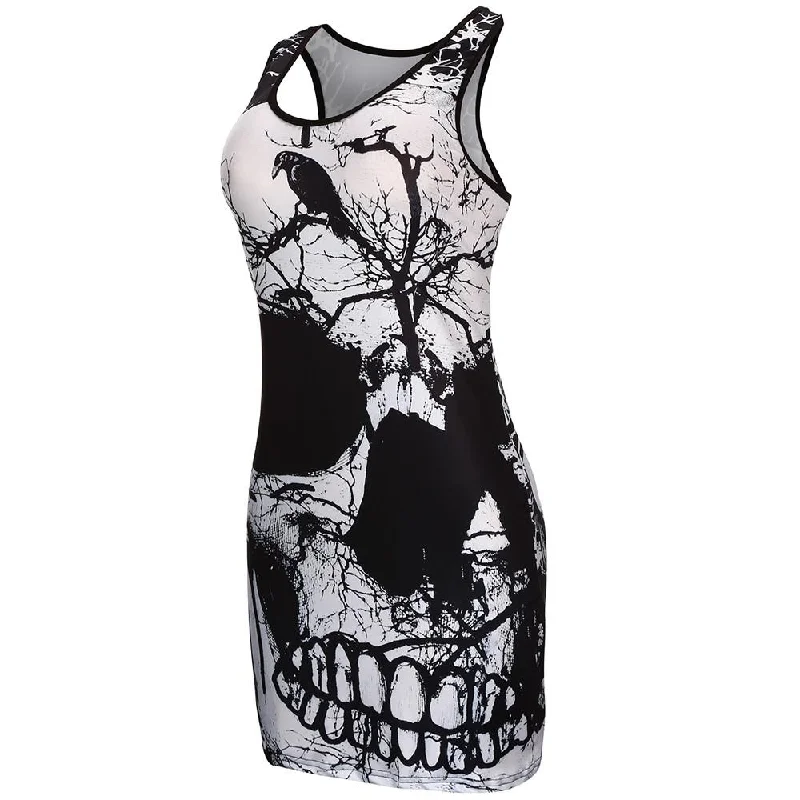 New Women's Sleeveless Skull Printed Summer Vintage Dress Budget-friendly unclassified dresses