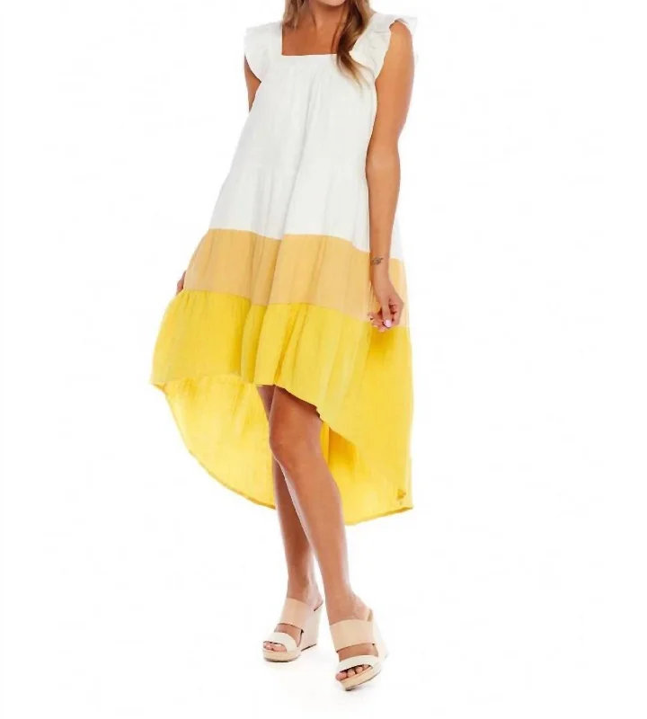 Nile Colorblock Dress in Mustard Lightweight unclassified dresses