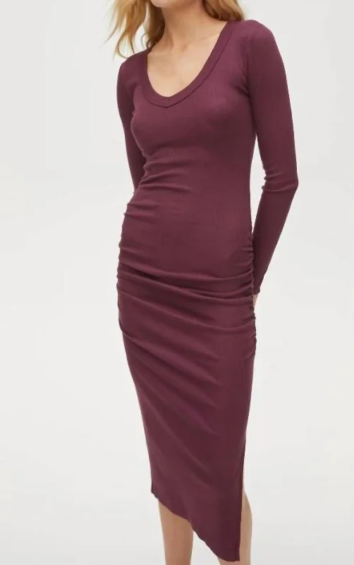 Nova Ribbed Dress in Auburn Breathable unclassified dresses