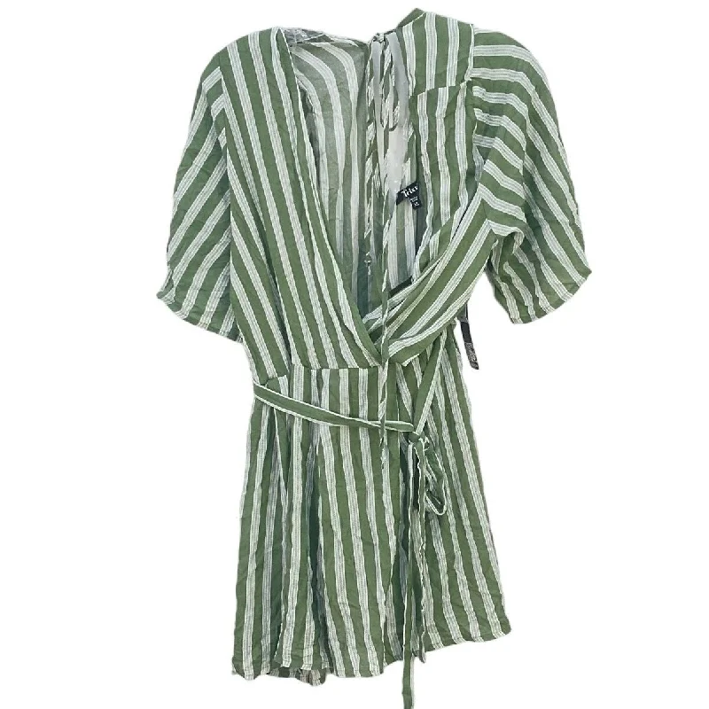 NWT Trixxi Women's Olive Green/White Striped Waist Tied Wrap Dress Size XL Casual chic unclassified dresses