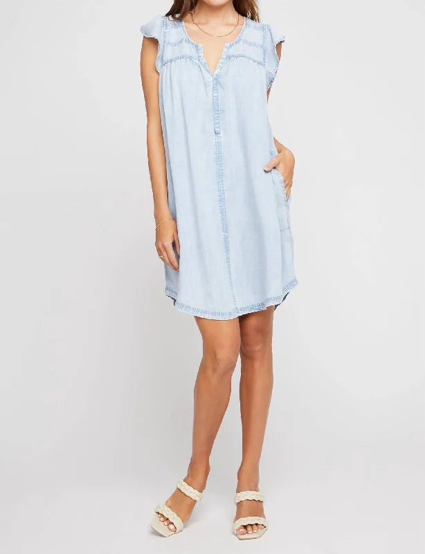 Olivia Chambray Dress In Light Blue Best-selling unclassified dresses