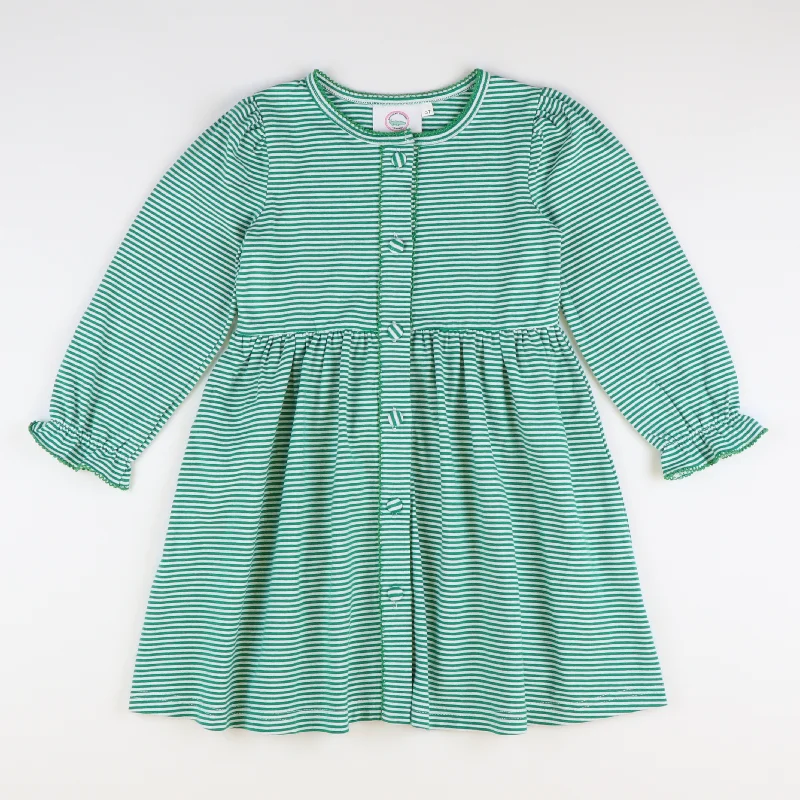 Out & About Knit L/S Dress - Green Stripe Metallic unclassified dresses