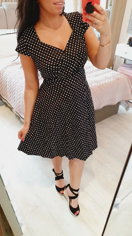 Pauline Black Polka Dot V-neck Dress Mesh unclassified dresses