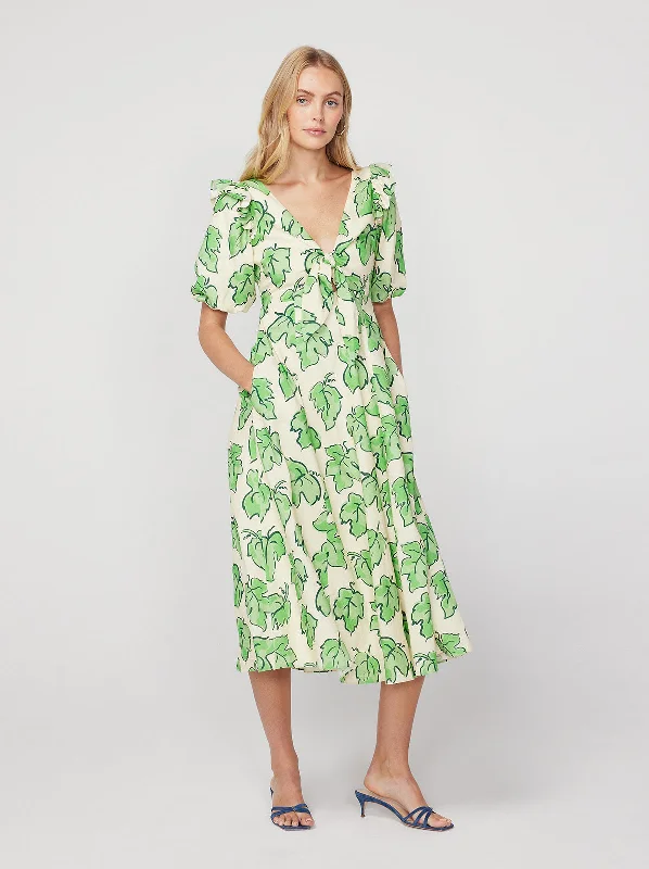 Pia Green Vine Leaf Tie Front Dress Petite unclassified dresses