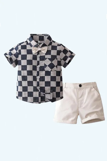 Plaid Baby Clothes for Boy Children Formal Gentleman Costume Summer Handsome Birthday Outfit Petite unclassified dresses