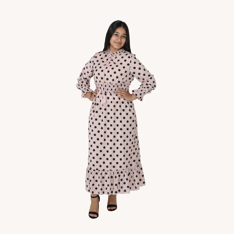 Polka Dot Frill Trim Street style unclassified dresses