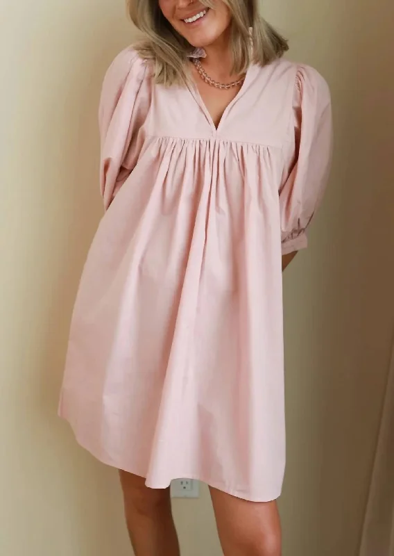 Poplin High Neck Dress in Blush Pink Fashionable unclassified dresses