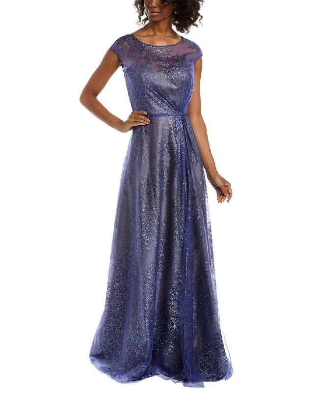 Rene Ruiz Glitter A-Line Gown Denim unclassified dresses