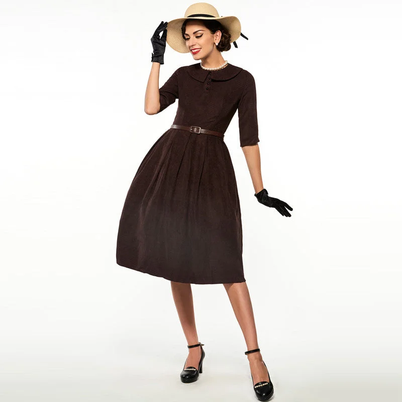 Retro Style Dress With Half Sleeves Metallic unclassified dresses