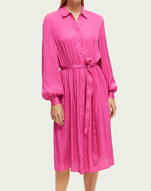 Scotch & Soda Viscose Jacquard Dress In Fuchsia Chic unclassified dresses