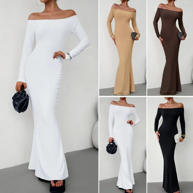 Sensually Elegant Form-Fitting One-Shoulder Dress Vintage unclassified dresses