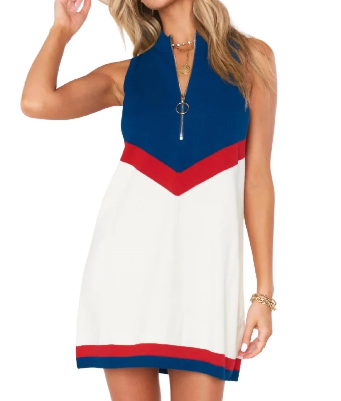 Show Me Your Mumu Zoe Zip Dress In Usa Chevron Casual unclassified dresses