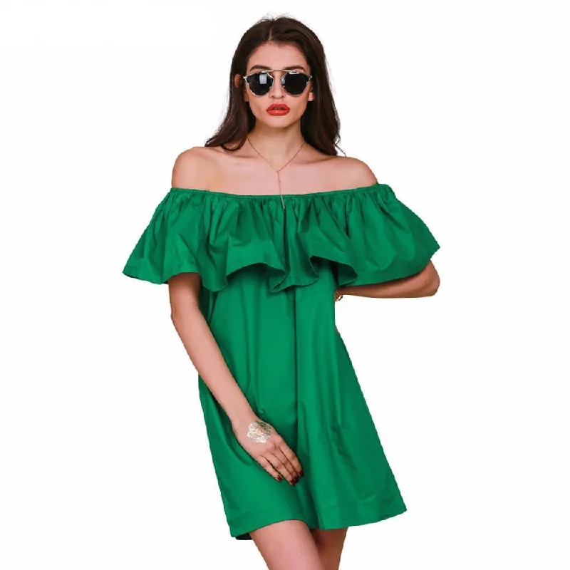 Slash Neck Off Shoulder Dress Flowy unclassified dresses