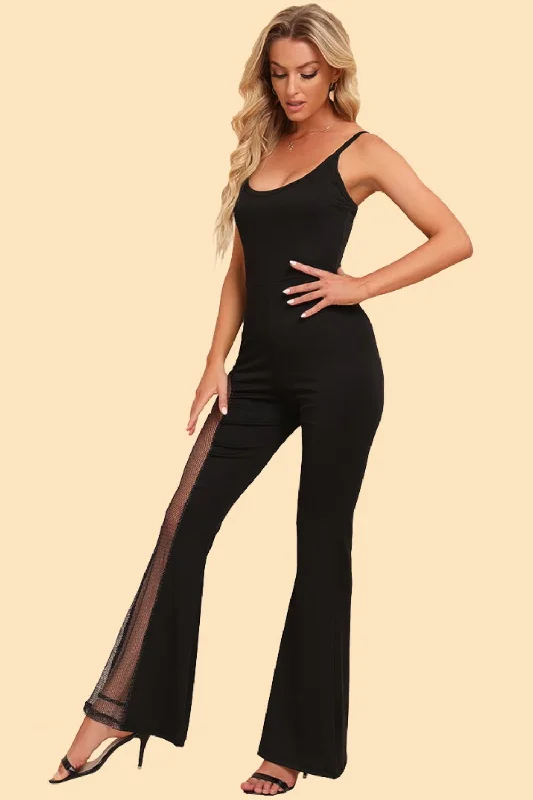 Spliced Mesh Spaghetti Strap Jumpsuit Vintage unclassified dresses