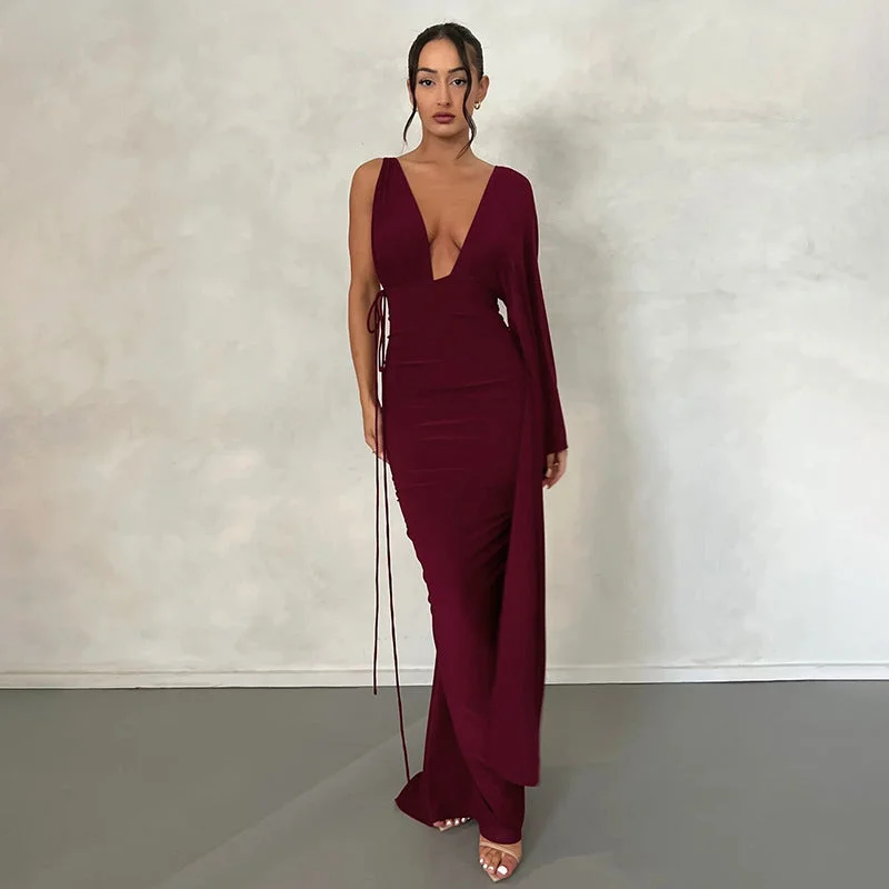 Sultry Low-Cut Backless Fashion One-Shoulder Dress Popular unclassified dresses