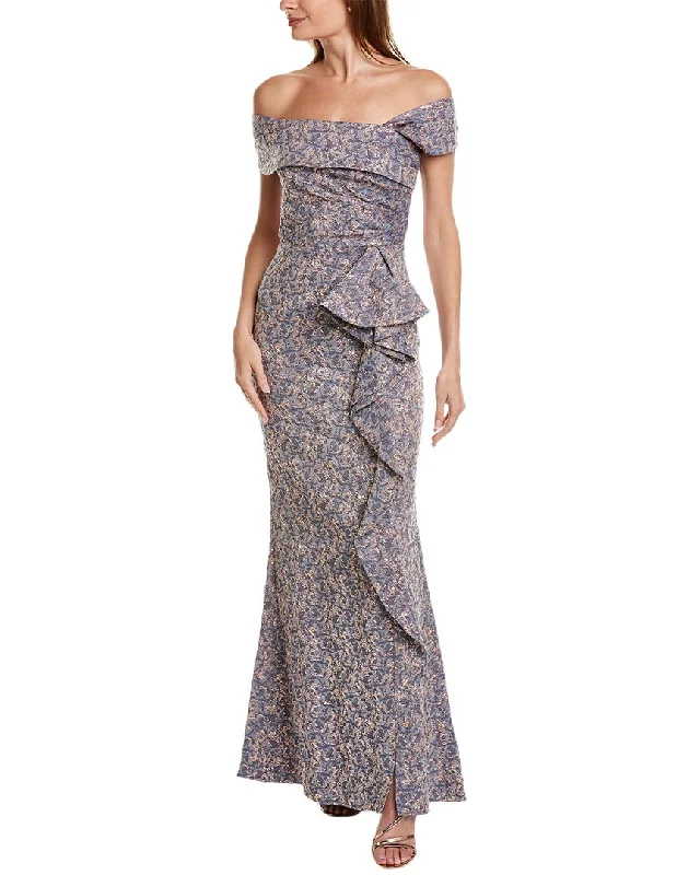 Teri Jon by Rickie Freeman Jacquard Gown Knitted unclassified dresses