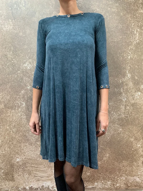 Tough Luv Acid Wash Grommet Dress Teal Elegant unclassified dresses