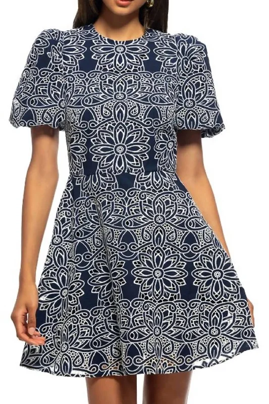 Trace Dress in Navy/Optic White Ruffled unclassified dresses