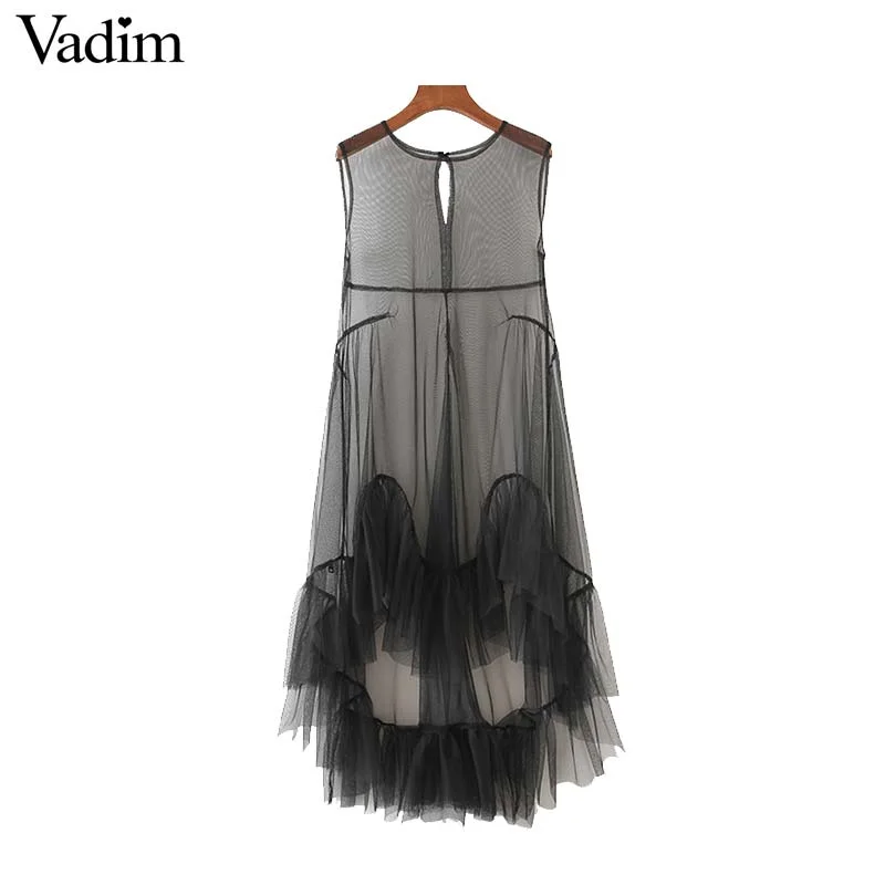 Vadim women sexy see through mesh dress Pastel unclassified dresses