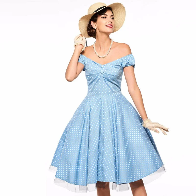 Vintage Polka Dot Dress Of Cotton Backless unclassified dresses