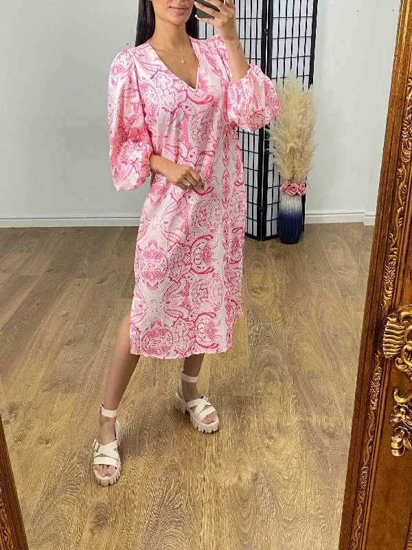 Whaley Paisley Print Puff Sleeve Dress Minimalist unclassified dresses