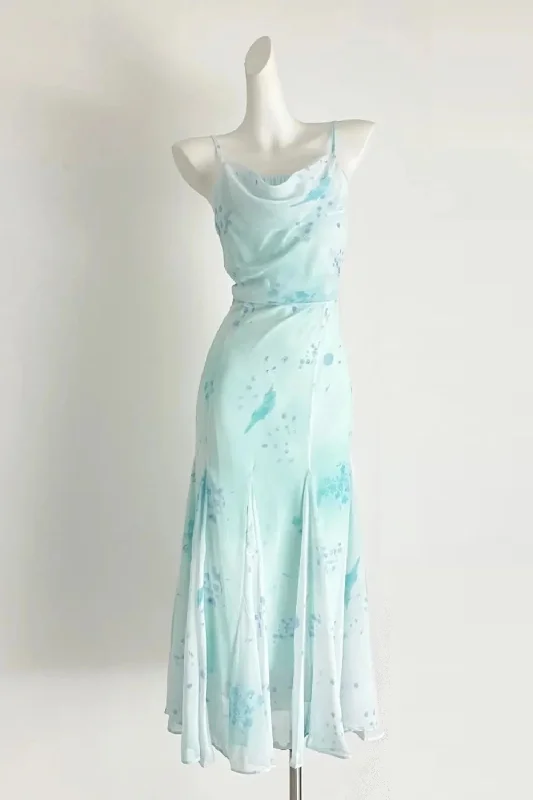 Women Mint Dress Flower Irregular Dress Summer Beaded unclassified dresses