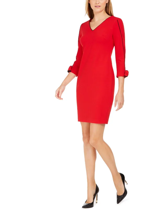 Womens Knit Bow Sleeves Sheath Dress Lightweight unclassified dresses