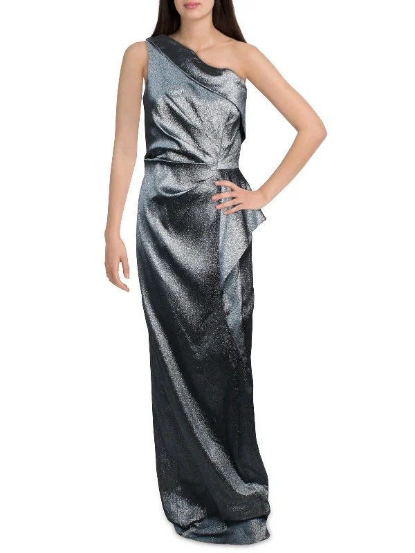 Womens Metallic One Shoulder Evening Dress Backless unclassified dresses