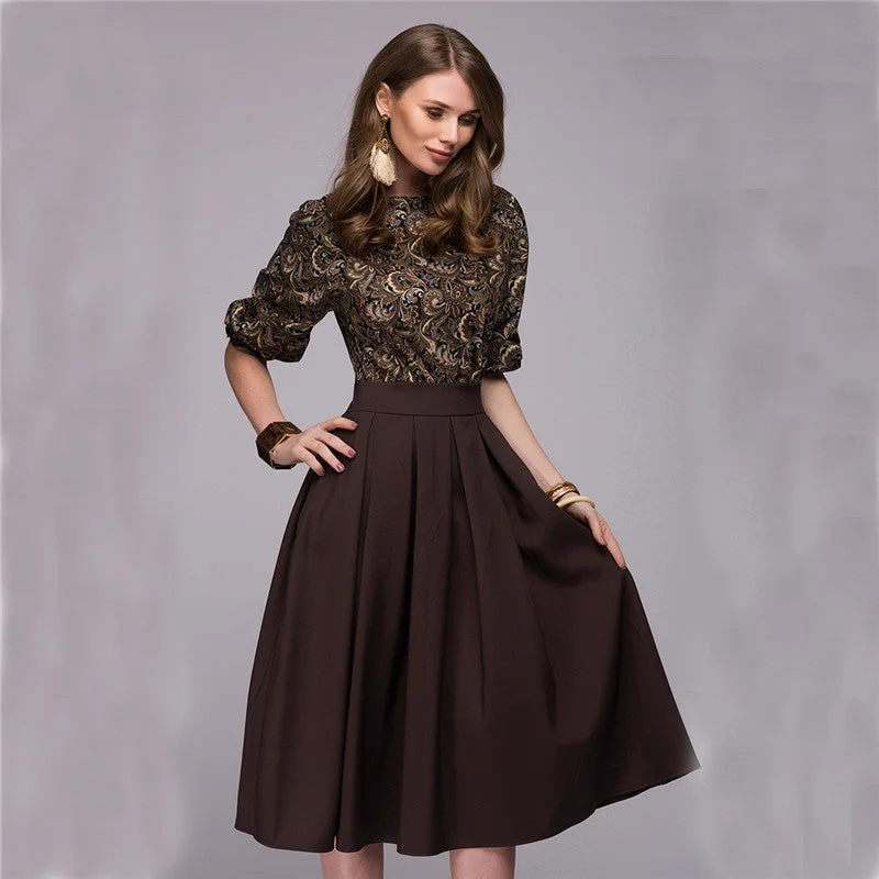 Women's O-Neck Autumn Spring  Dress Open-back unclassified dresses