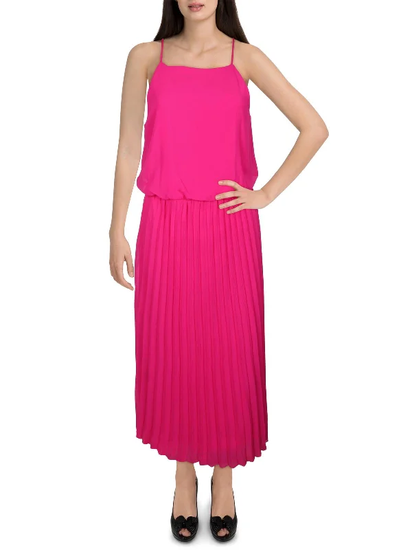 Womens Pleated Tea-Length Fit & Flare Dress Minimalist unclassified dresses