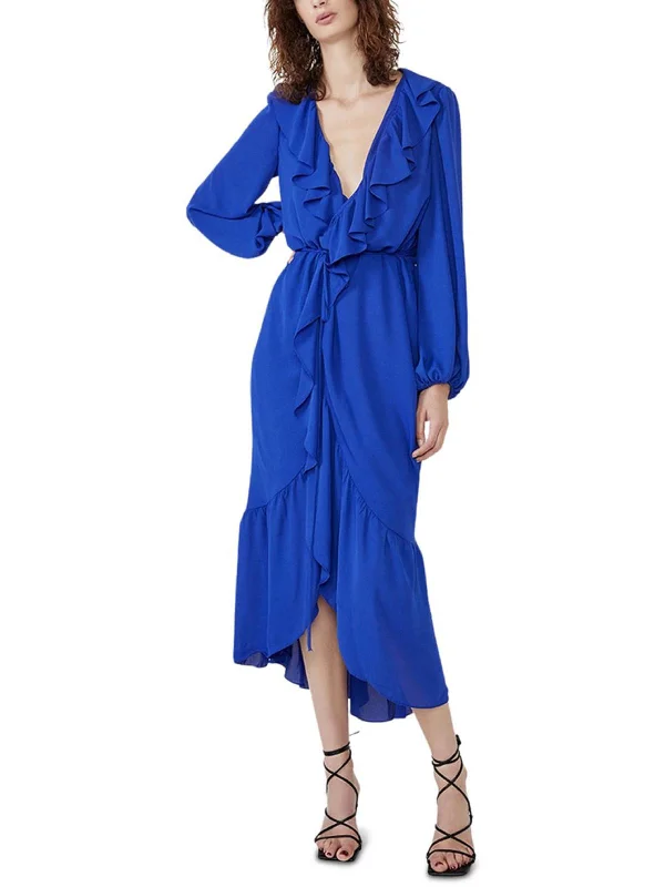 Womens Ruffled Surplice Wrap Dress Long sleeve unclassified dresses