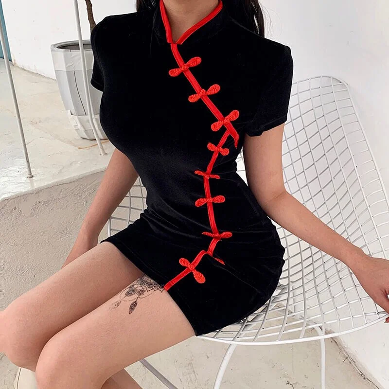 Women's Summer Short Sleeve Elastic Skinny Mini Dress Trendy Mini Skirt